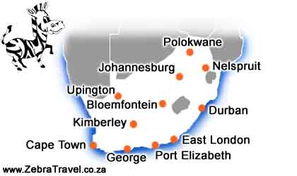 South Africa domestic flights route map